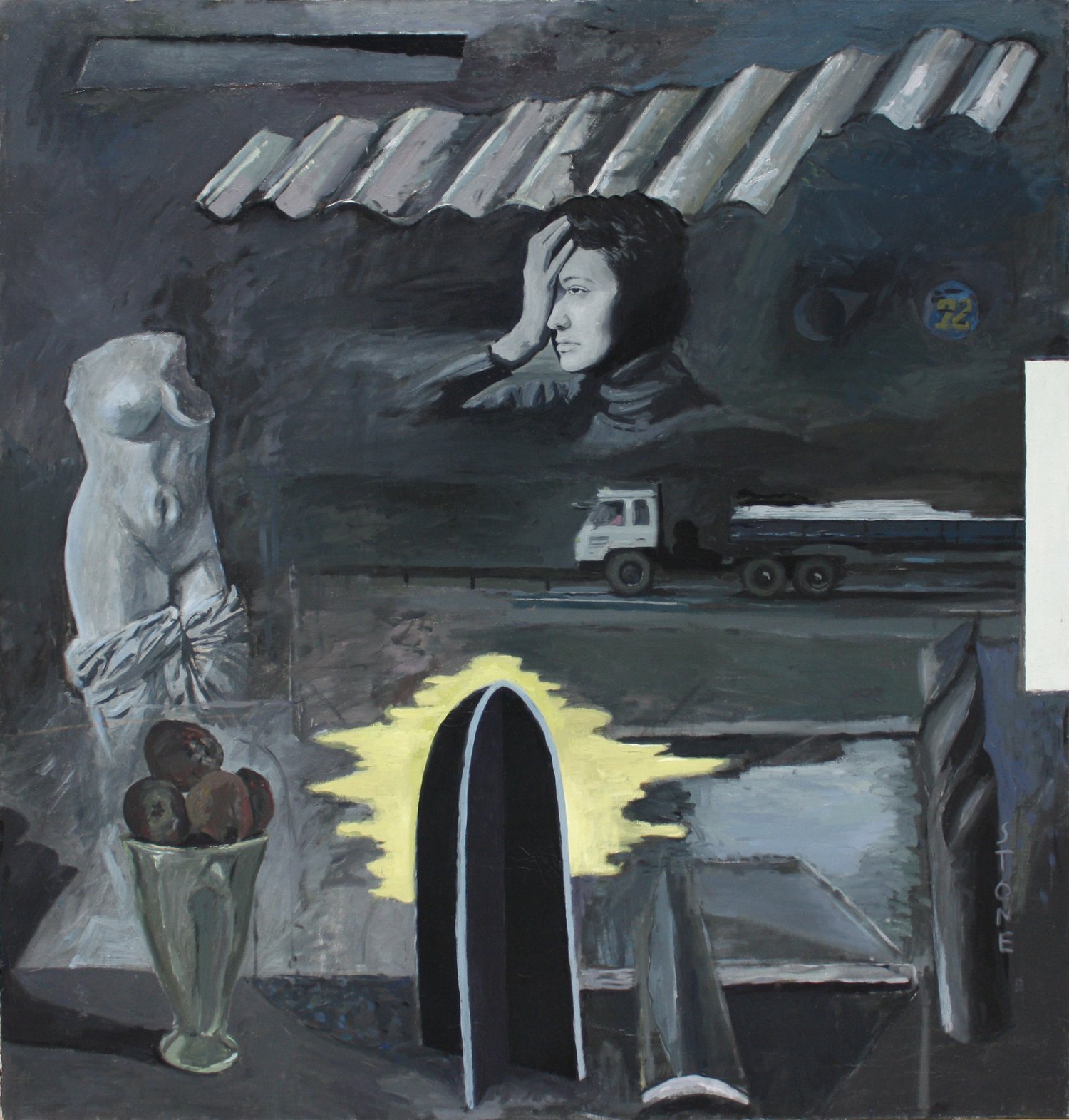 Dark Truck 1981, Oil on Canvas, 100 x 99 cm
