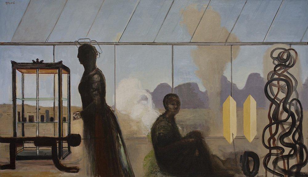 Dust in the Glass House 2014, Oil on Canvas, 106 x 183.5 cm