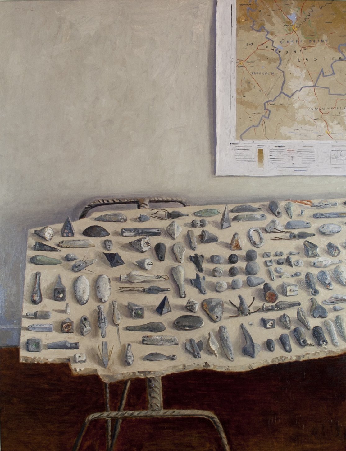 Sailor Sinkers with Map 2005, Oil on Board, 100 x 78 cm