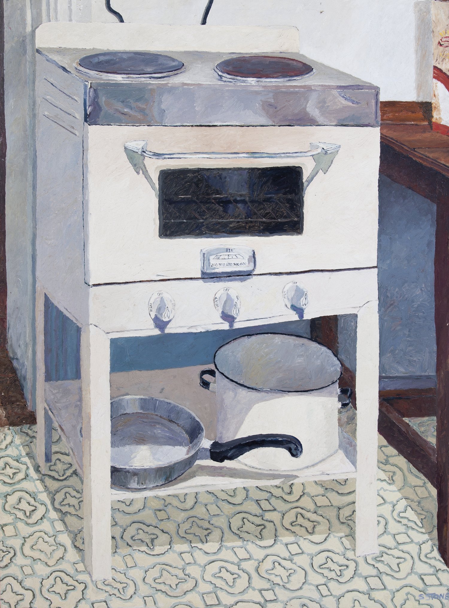 The Stove 1977, Oil on Canvas, 89 x 122 cm