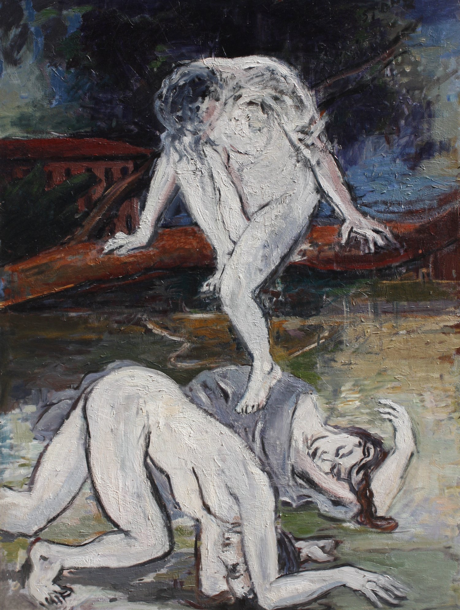 Three Young Women 1986, Oil on Metal, 81.3 x 61 cm