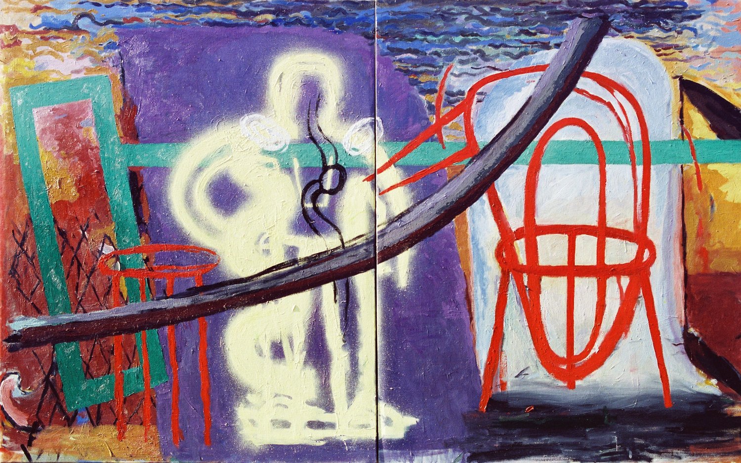 Yellow Man 1985, Oil on Canvas, 152.5 x 244 cm