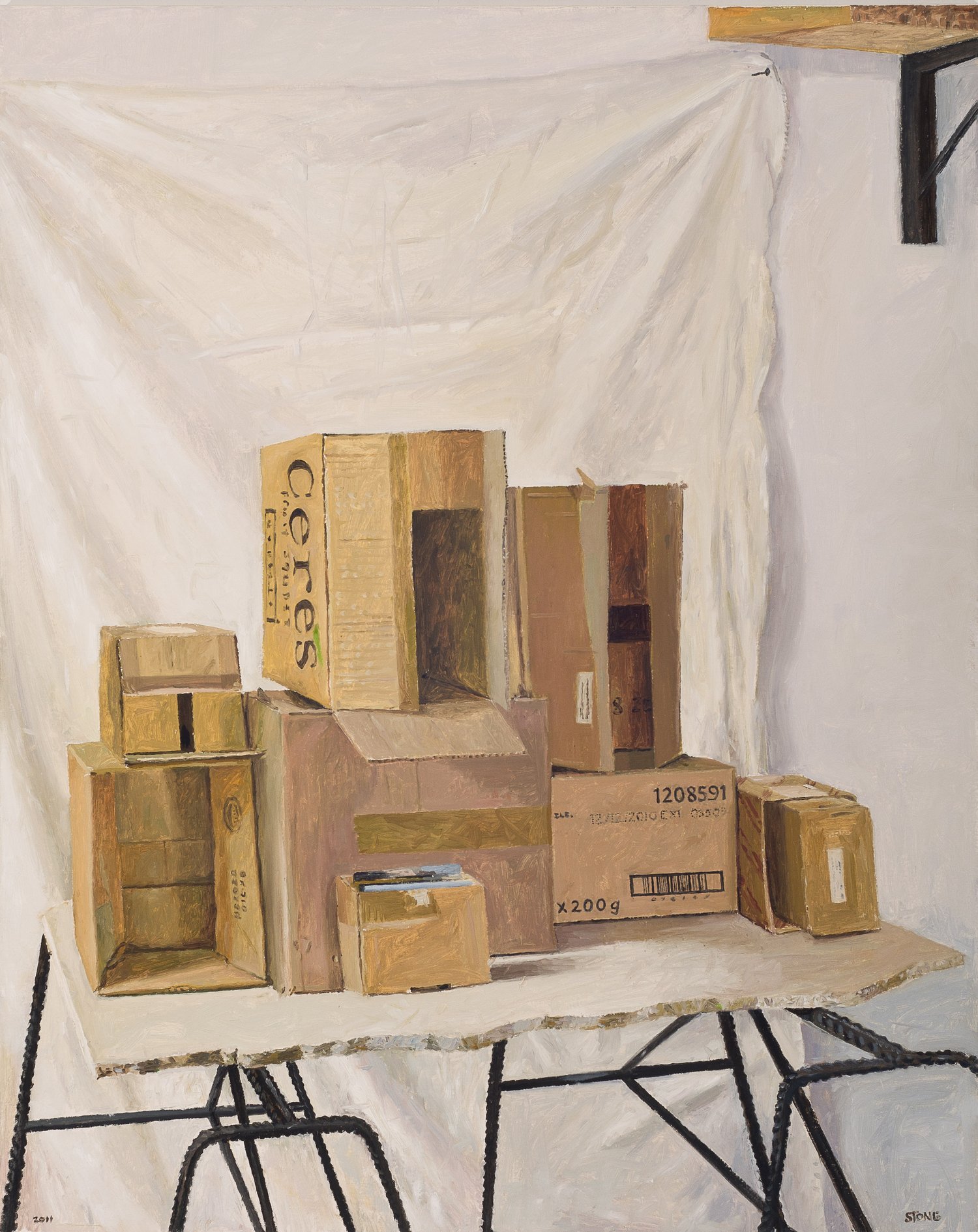 Nine Boxes 2011, Oil on Canvas, 117 x 94cm